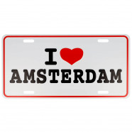 I Love Amsterdam white Licence Plate