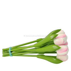 10 Wit-Roze Houten Tulpen 20cm