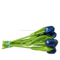 10 Blauw-Wit Houten Tulpen 20cm