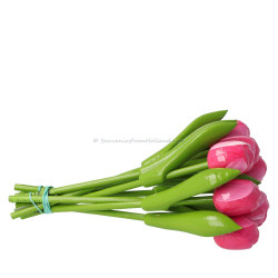 10 Roze-Wit Houten Tulpen 20cm