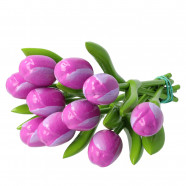 10 Paars-Wit Houten Tulpen 20cm