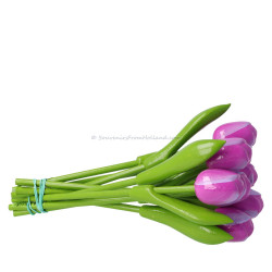 10 Paars-Wit Houten Tulpen 20cm