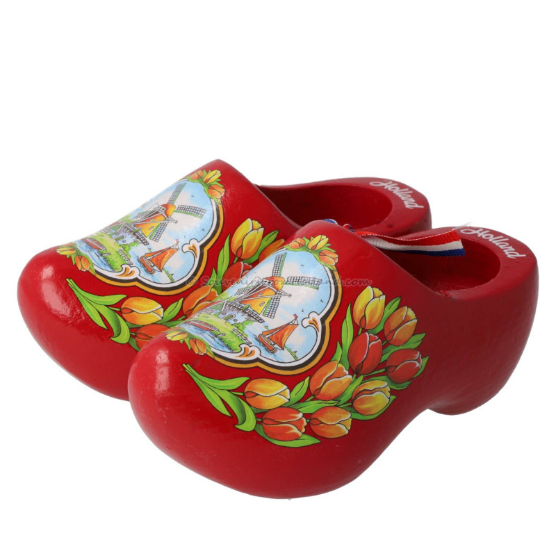 Red Tulip - 14 cm Wooden Shoes