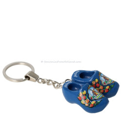 Wooden Shoes Keychain Blue Windmill Tulips