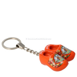 Wooden Shoes Keychain Orange Windmill Tulips