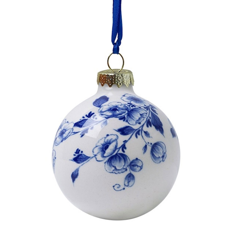 Delft Blue Christmas Bauble Flower design 5cm