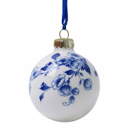Delfts blauw Kerstbal Bloemdesign 5cm