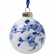 Delfts blauw Kerstbal Bloemdesign 7cm