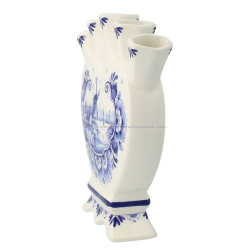 Windmill and Flowers Delft Blue - Heart Tulip Vase 16cm