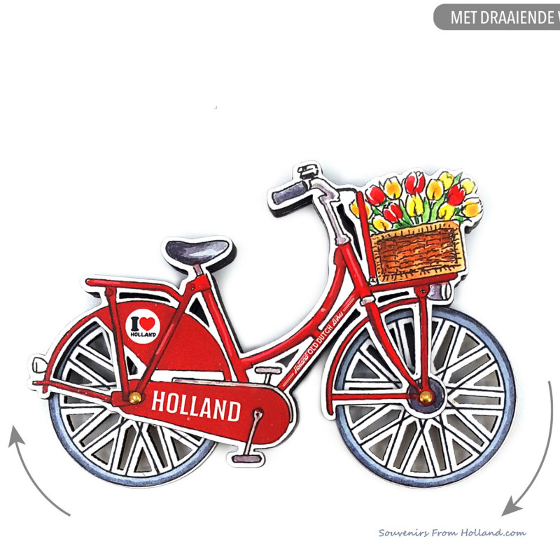 Red Bicycle with spinning wheels 2D magnet