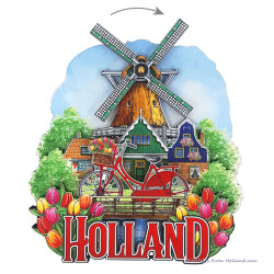 Windmill Holland with rotating wings 2D magnet