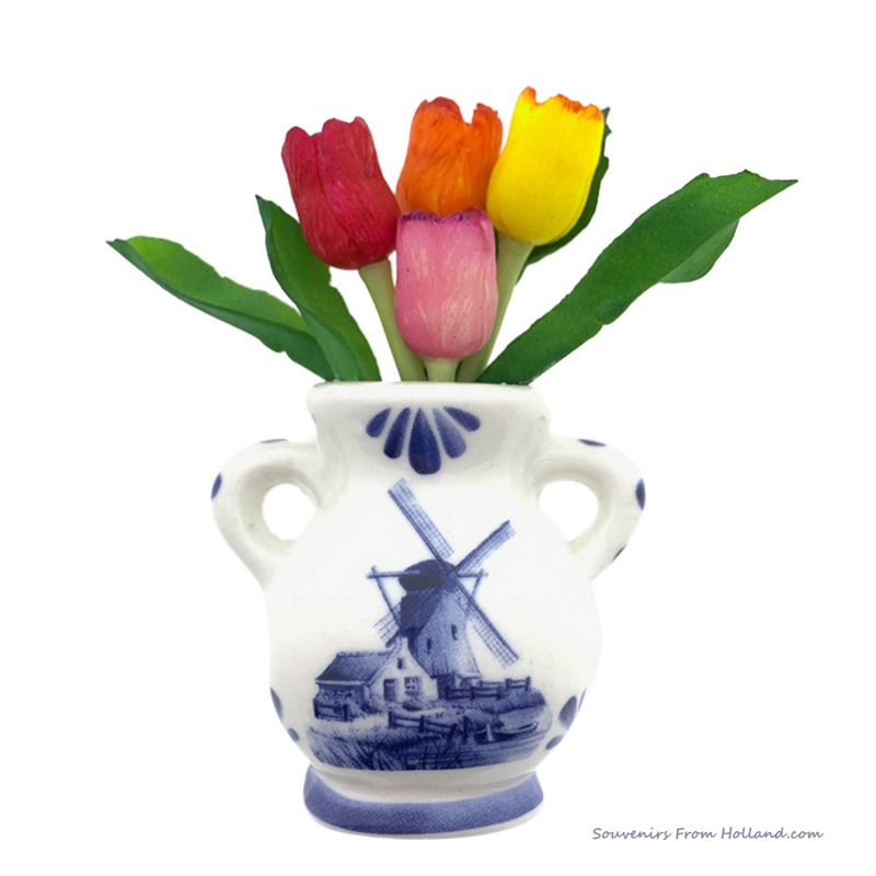 Delft blue vase with tulips memo magnet