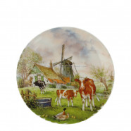 Wall Plate Windmill Cow - Medium 19cm