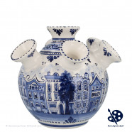 Tulip Vase Canal Houses - Hand-painted Delft Blue