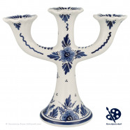 Candle holder with 3 arms 19cm - Handpainted Delftware