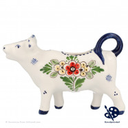 Melkkan koe Bloemen - Handgeschilderd Delfts Polychrome