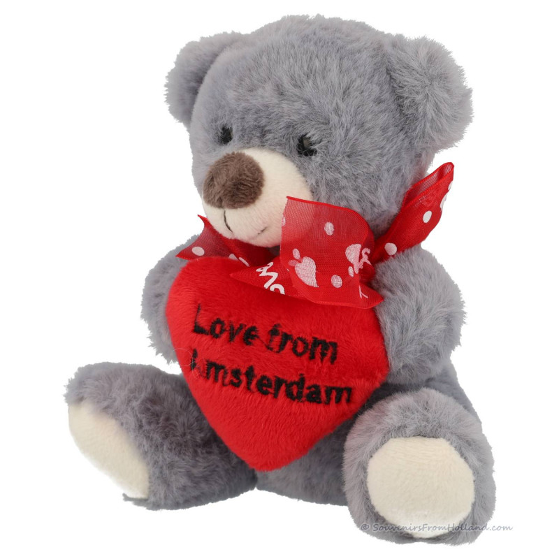 Teddy Bear grey Heart Love from Amsterdam 13cm