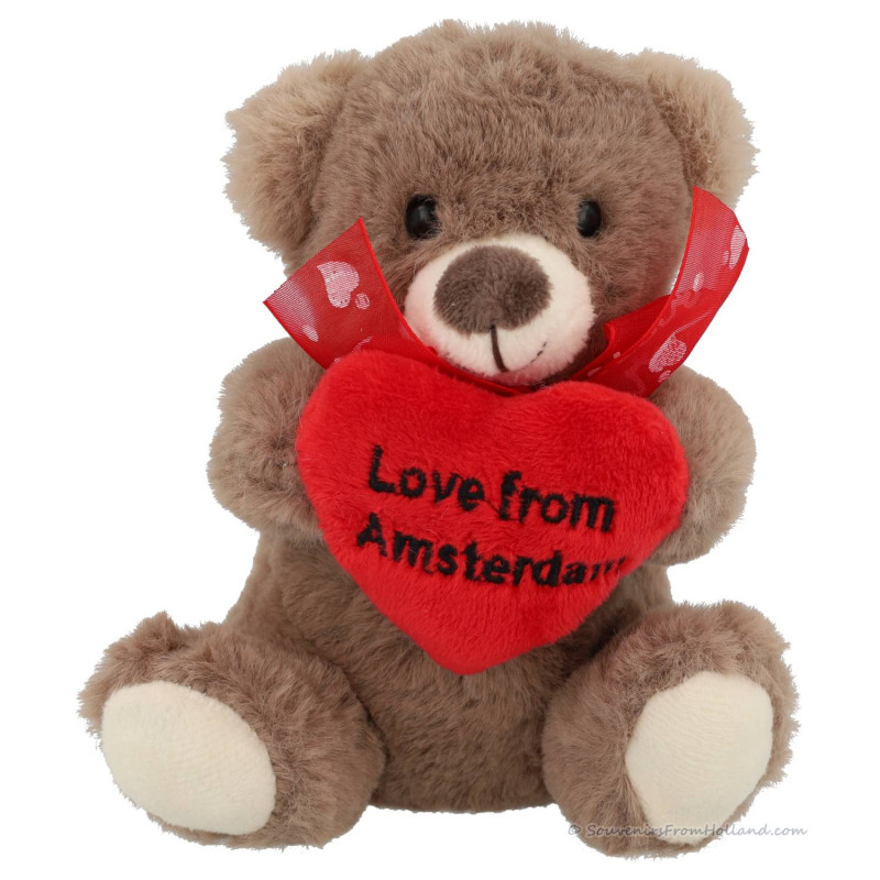 Teddybeer bruin pluche Hart Love from Amsterdam 13cm