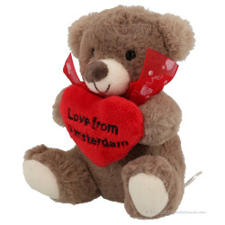 Teddybeer bruin pluche Hart Love from Amsterdam 13cm