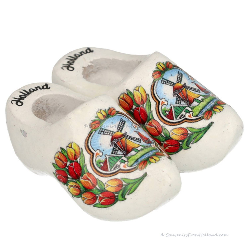 White Tulips - Wooden Shoes - Magnet