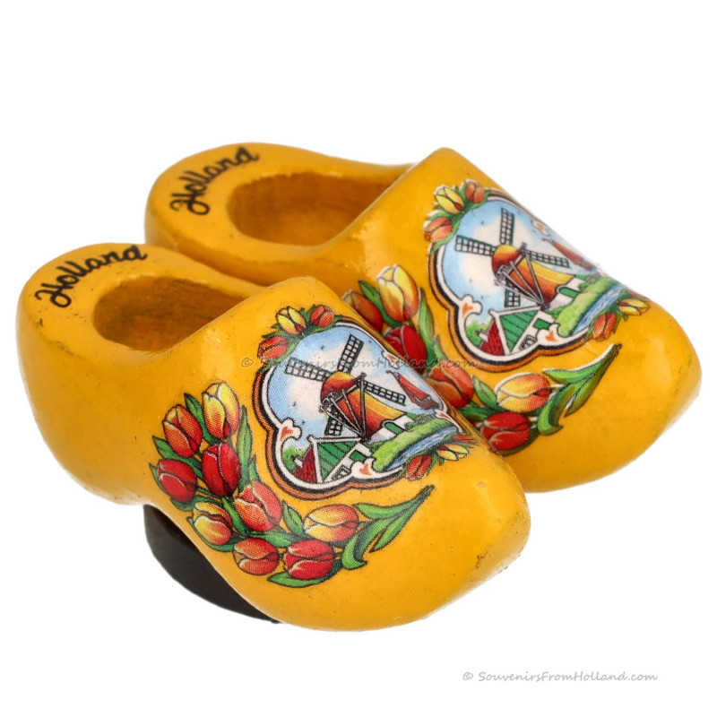 Yellow Tulips - Wooden Shoes - Magnet