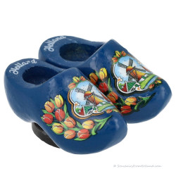 Wooden Shoes Magnet Blue Windmill Tulips