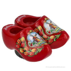 Wooden Shoes Magnet Red Windmill Tulips