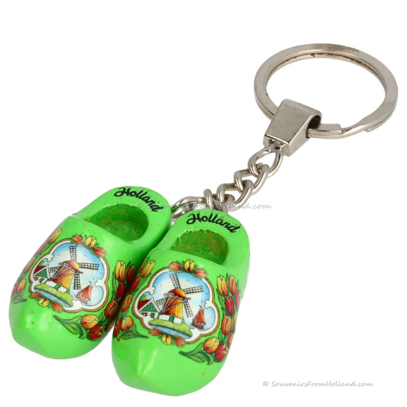 Green Tulip - Wooden Shoes - Keychain
