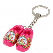Pink Tulip - Wooden Shoes - Keychain