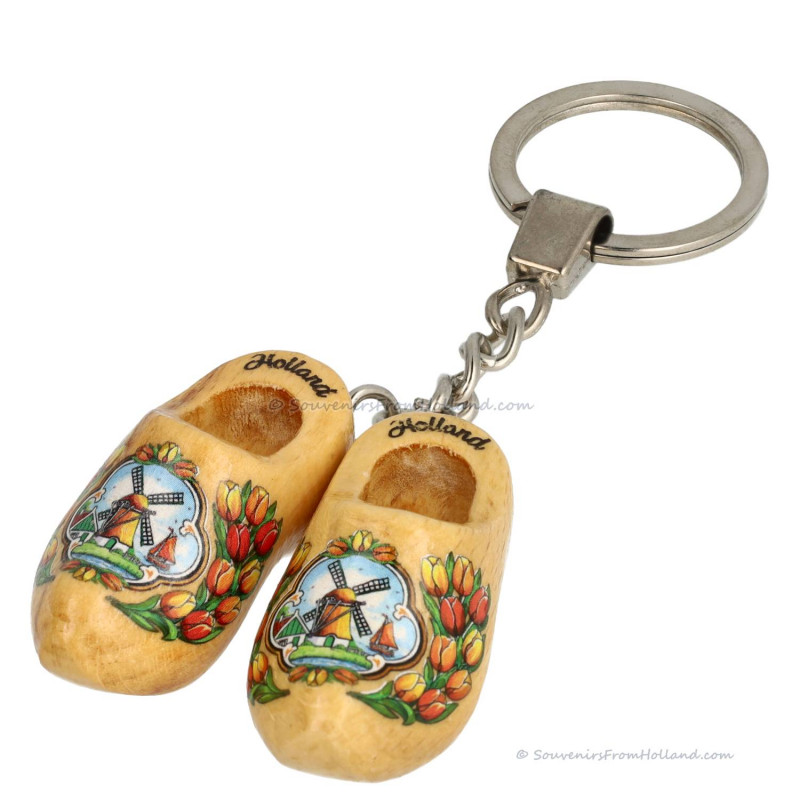 Varnished Tulip - Wooden Shoes - Keychain