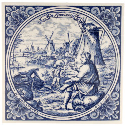 The Miller - Jan Luyken professions tile - Delft Blue