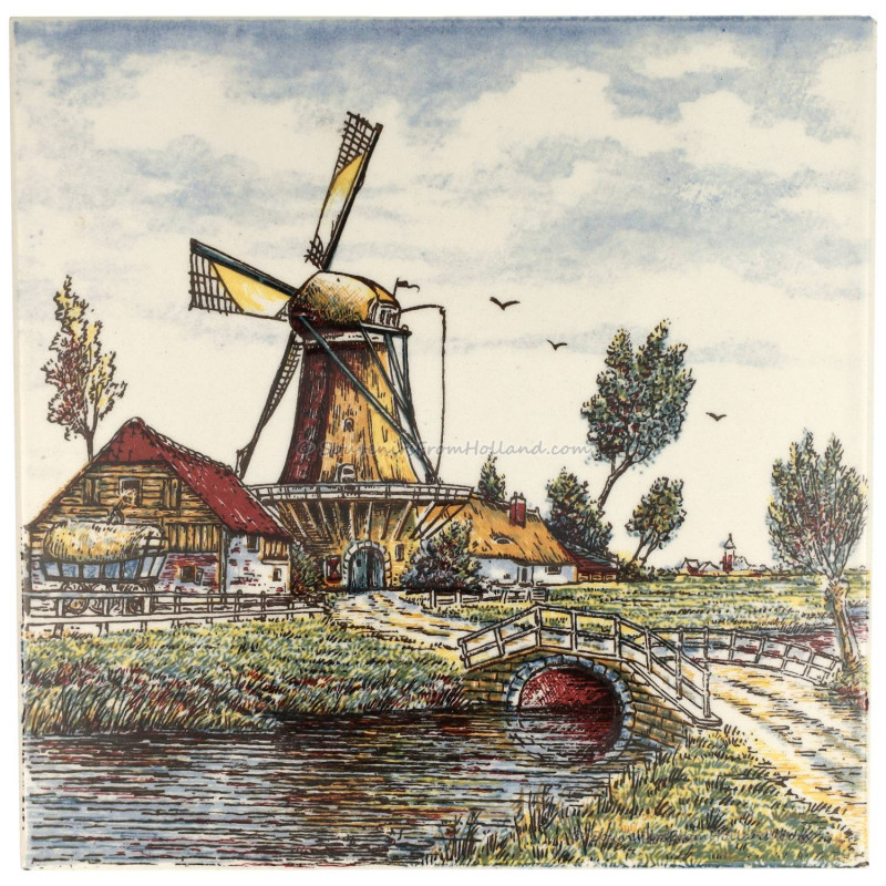 Windmills landscape 8 - Tile 15x15cm detailed