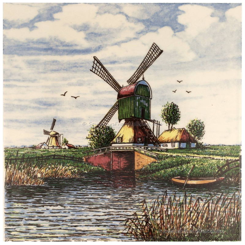 Seesaw Windmill landscape 7 - Tile 15x15cm detailed
