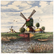 Seesaw Windmill landscape 7 - Tile 15x15cm detailed