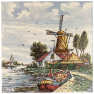 Windmills landscape 6 - Tile 15x15cm detailed
