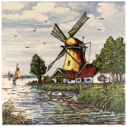 Windmill Farmer Boat - Tile 15x15cm detailed