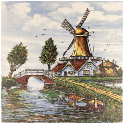Windmills at the waterfront Poly - Tile 15x15cm detailed