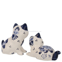 Delft Blue Lying kitten - Handpainted Delftware
