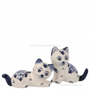 Delft Blue Lying kitten - Handpainted Delftware