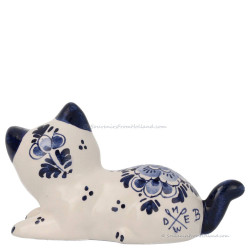Delft Blue Lying kitten - Handpainted Delftware