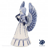 Kerstengel met viool B - Handgeschilderd Delfts Blauw