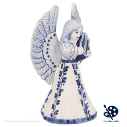 Delft Blue Christmas Angel playing Lyre B - Handpainted Delftware