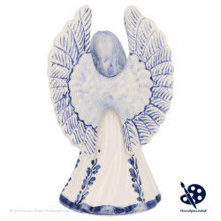 Delft Blue Christmas Angel playing Lyre B - Handpainted Delftware