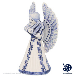 Delft Blue Christmas Angel playing Lyre B - Handpainted Delftware