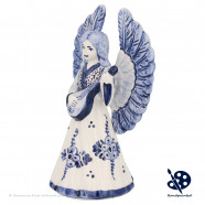 Kerstengel met Mandoline B - Handgeschilderd Delfts Blauw