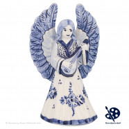 Kerstengel met Mandoline B - Handgeschilderd Delfts Blauw