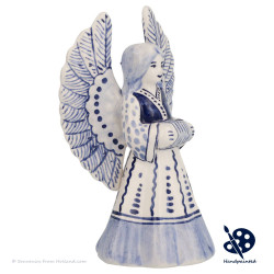 Delft Blue Christmas Angel playing Accordion - Handpainted Delftware