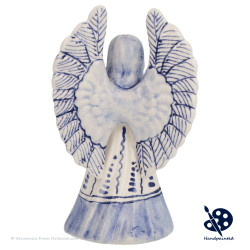 Delft Blue Christmas Angel playing Accordion - Handpainted Delftware