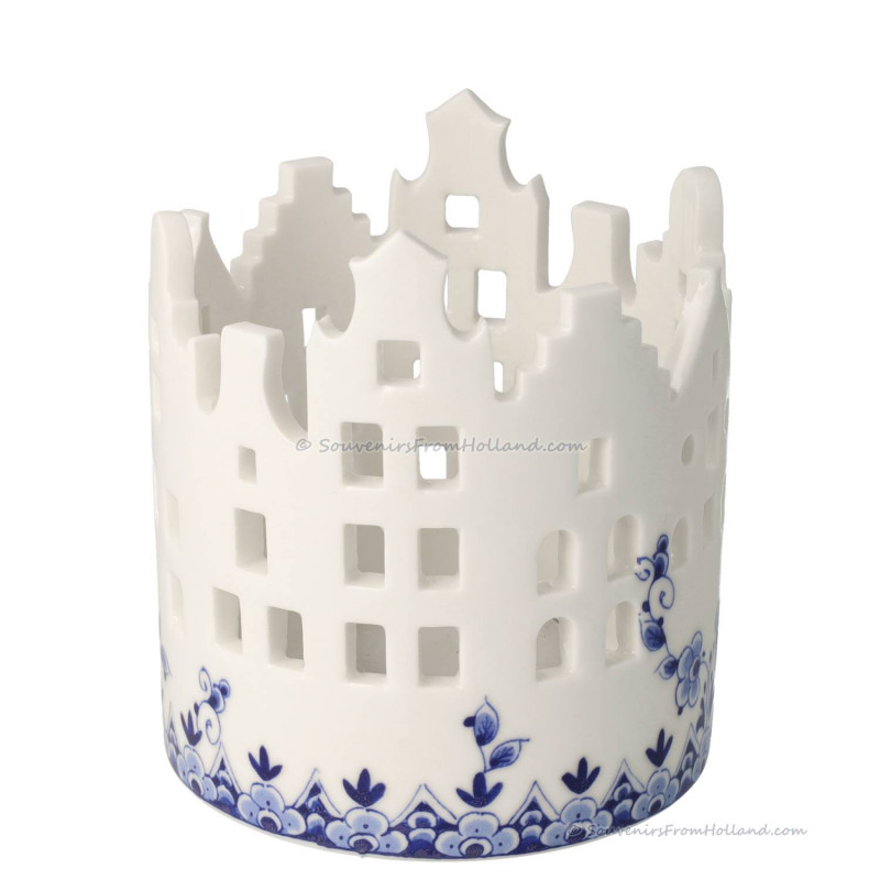 Tea light holder Size M Canal Houses Delft Blue