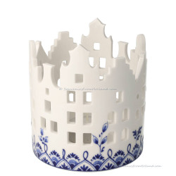 Tea light holder Size L Canal Houses Delft Blue